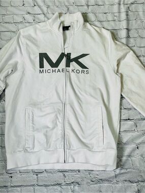 Michael Kors women’s white track jacket with pockets size XL preowned